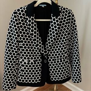 Anthropologie Leifnotes Black & White Polka Dot Knit Blazer Size 4